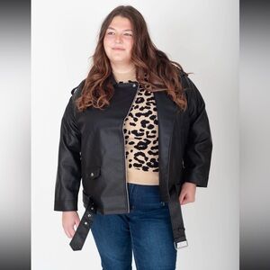 NWT Noisy may Black Leather Jacket SIZE 18